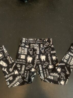 LuLaRoe Black Leggings with White Dental Print - RDH, dental, hygienist